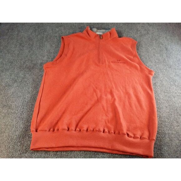Peter Millar Sleeveless Vest Men Sz M Orange Cotton Hollyfrontier Embroidered Sp - Picture 1 of 8